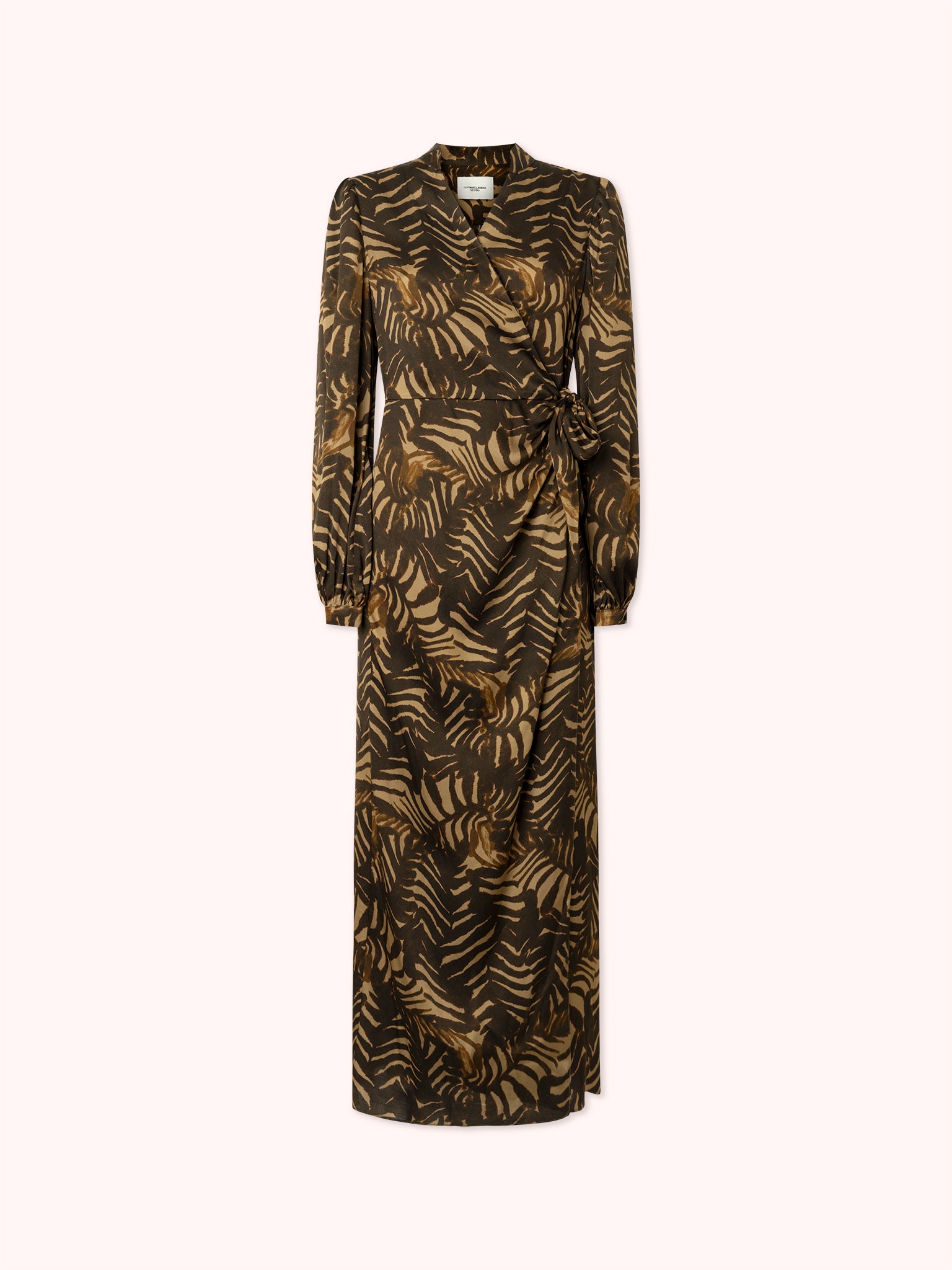 PRE-ORDER VESTIDO MIDI CRUZADO CON ESTAMPADO MARRÓN