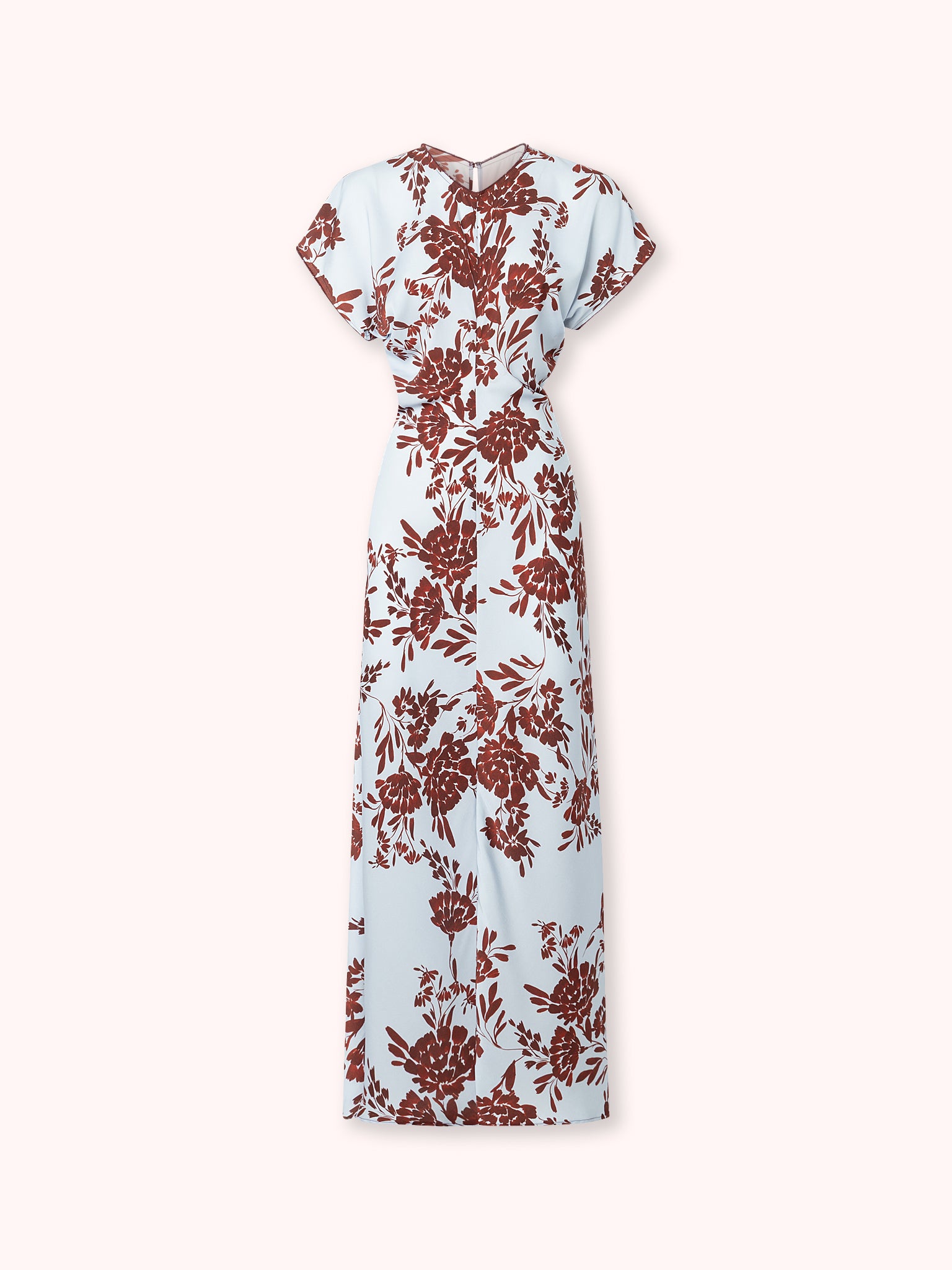 VESTIDO DRAPEADO CON ESTAMPADO BURDEOS