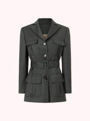 PRE-ORDER BLAZER DE LANA CON CINTURON Y BOLSILLOS CON TAPA