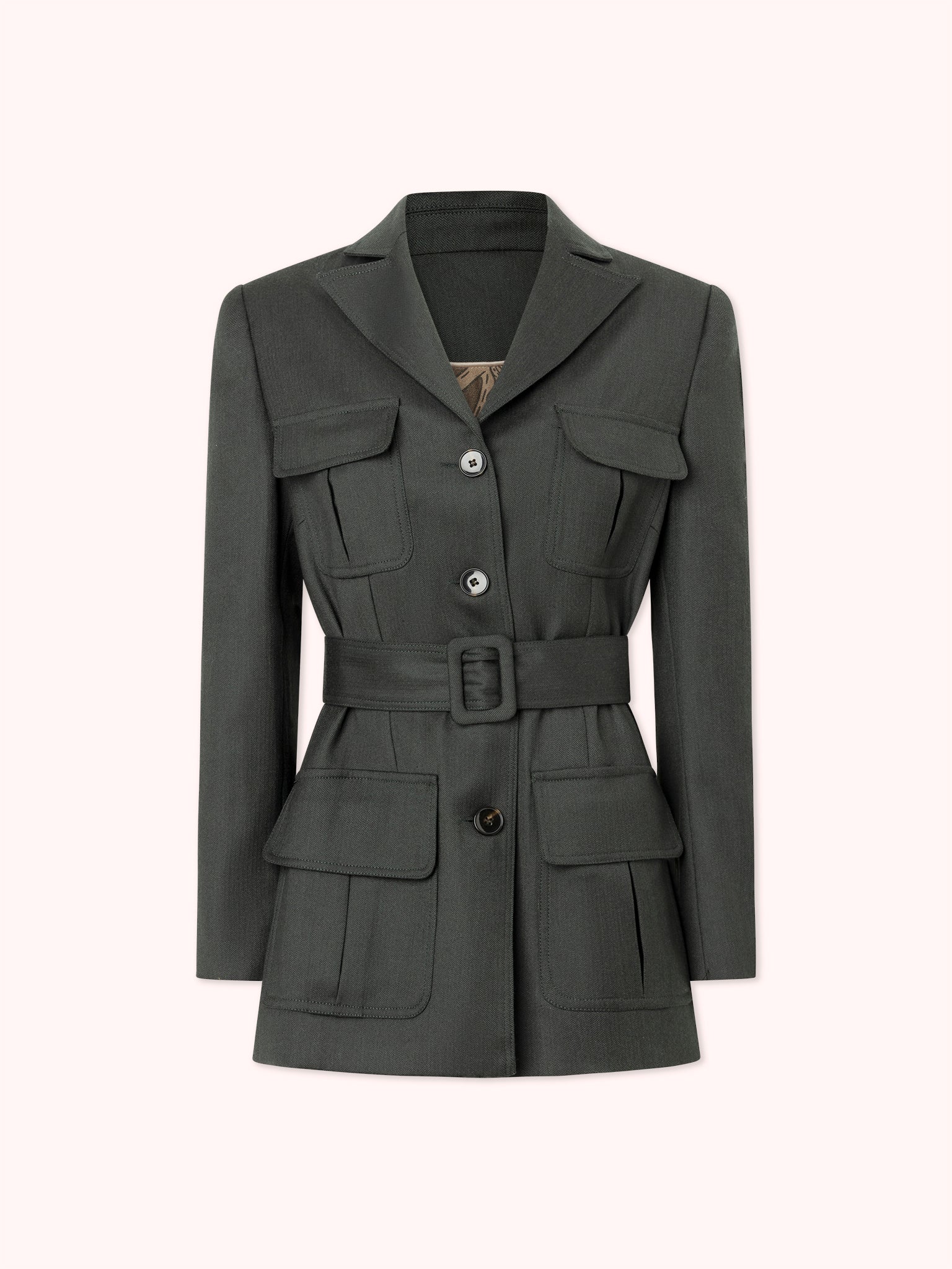 PRE-ORDER BLAZER DE LANA CON CINTURON Y BOLSILLOS CON TAPA