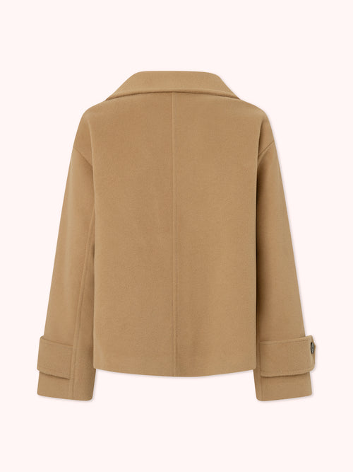 ABRIGO CRUZADO CON CUELLO PERKINS CAMEL