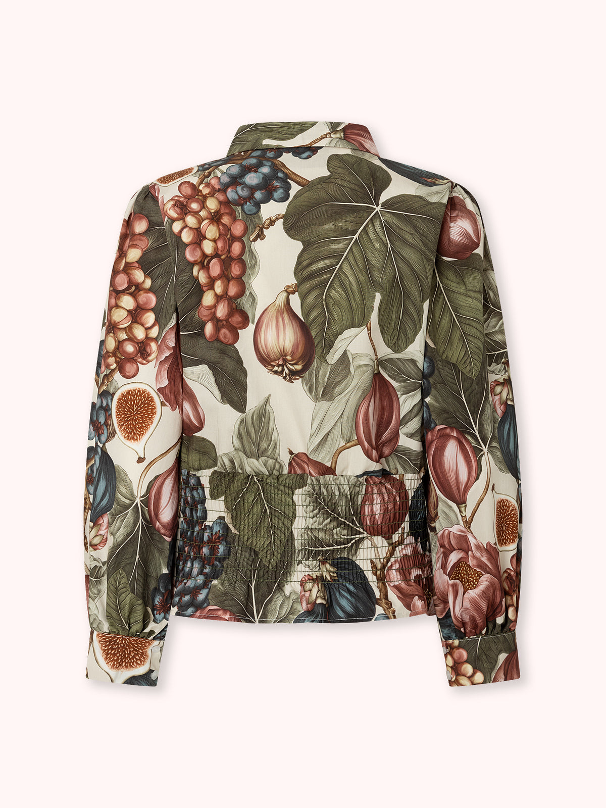 CAMISA MANGA ABULLONADA ESTAMPADA CON NIDO DE ABEJA