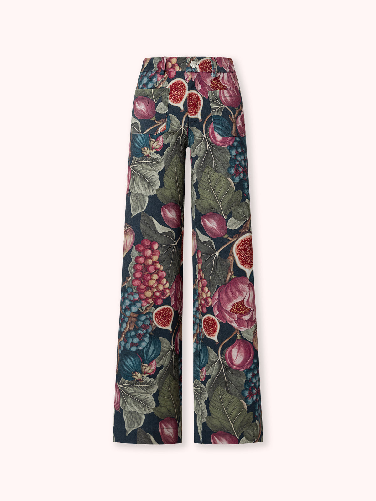 PANTALÓN FLARE ESTAMPADO AZUL MARINO