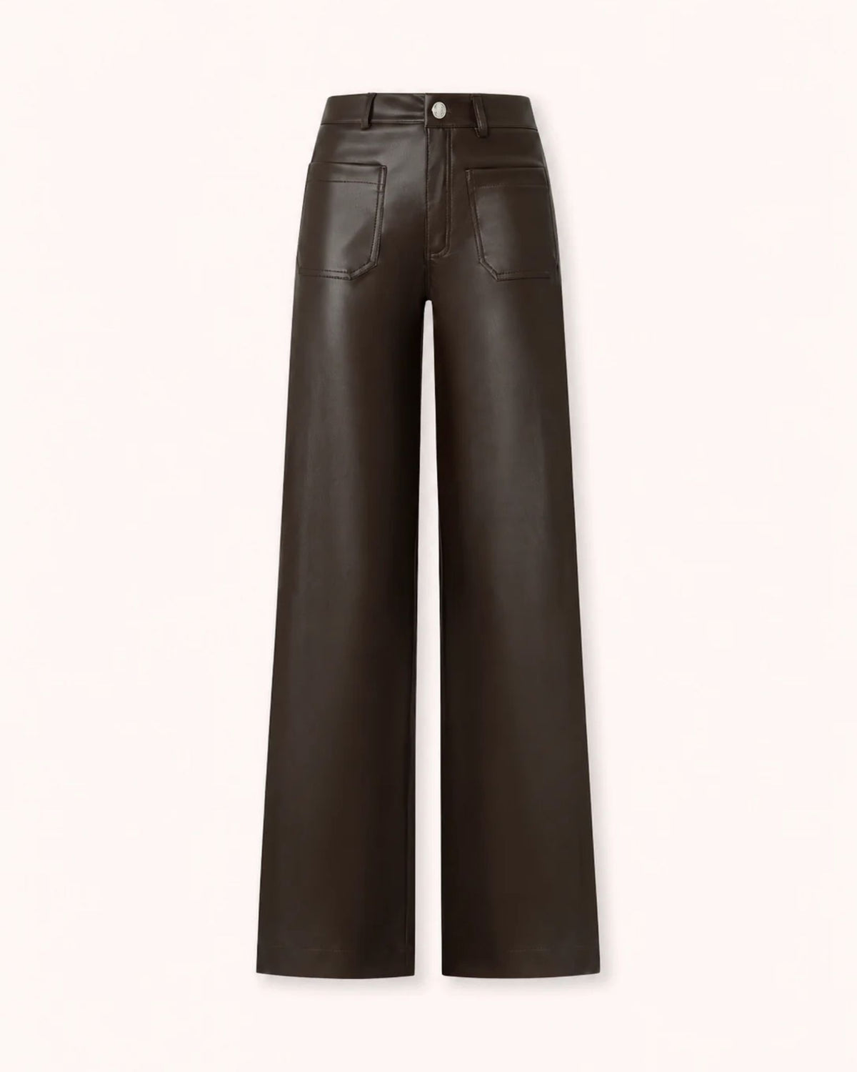PANTALÓN EFECTO PIEL MARRÓN