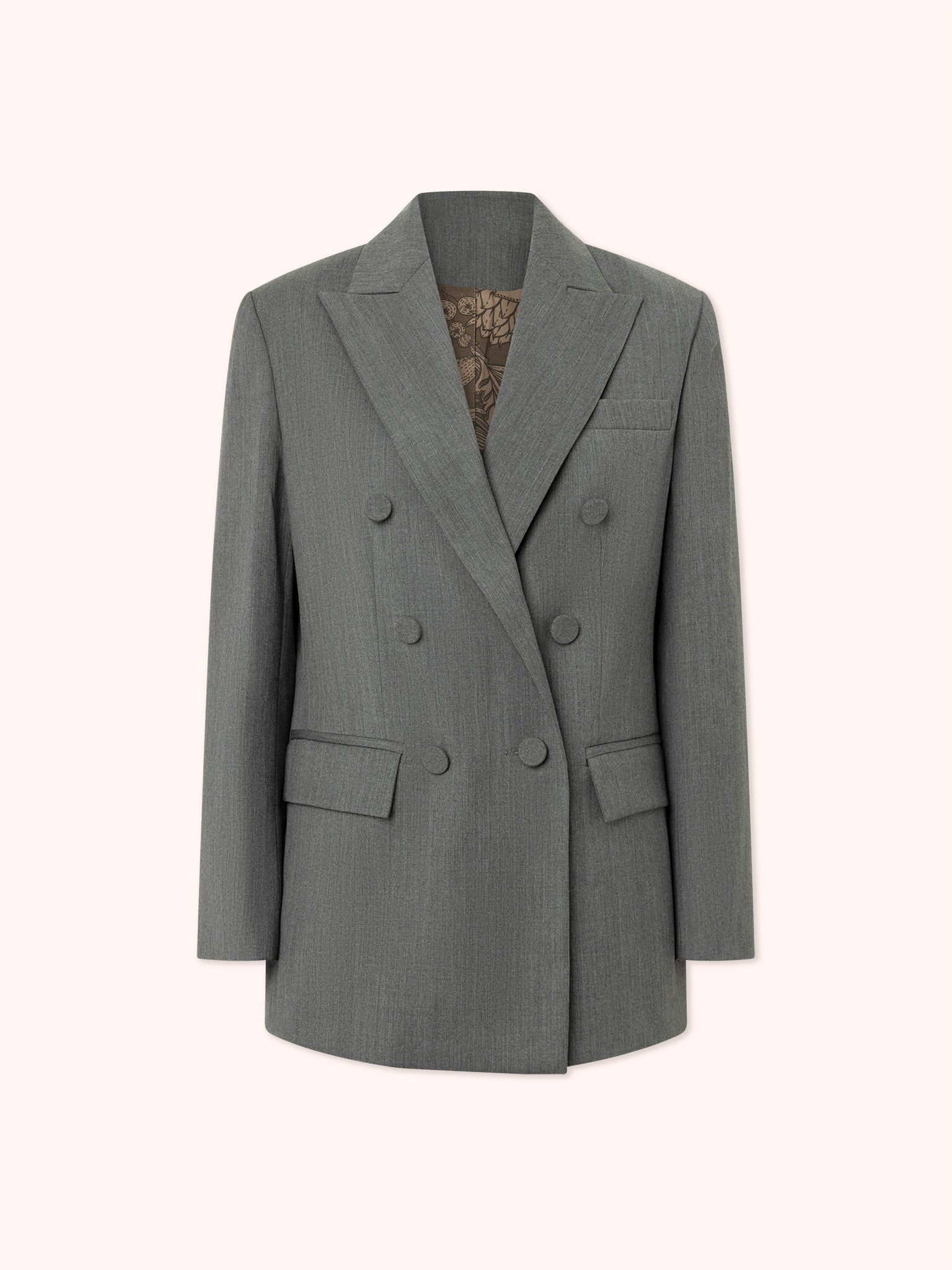 PRE-ORDER BLAZER CRUZADA CON BOLSILLOS DE TAPA GRIS