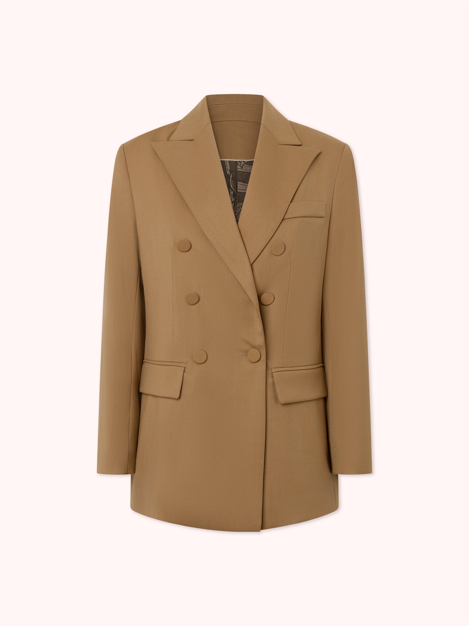PRE-ORDER BLAZER CRUZADA CON BOLSILLOS DE TAPA CAMEL