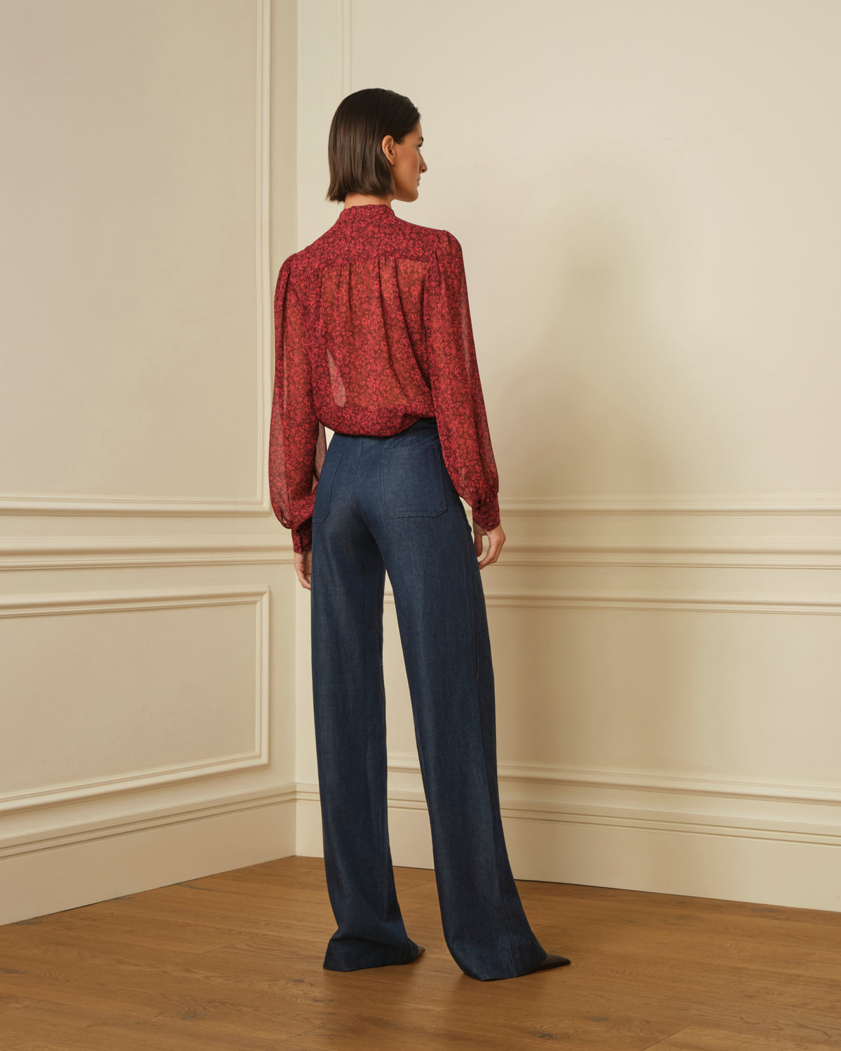 CAMISA LAZADA CON ESTAMPADO ROJO