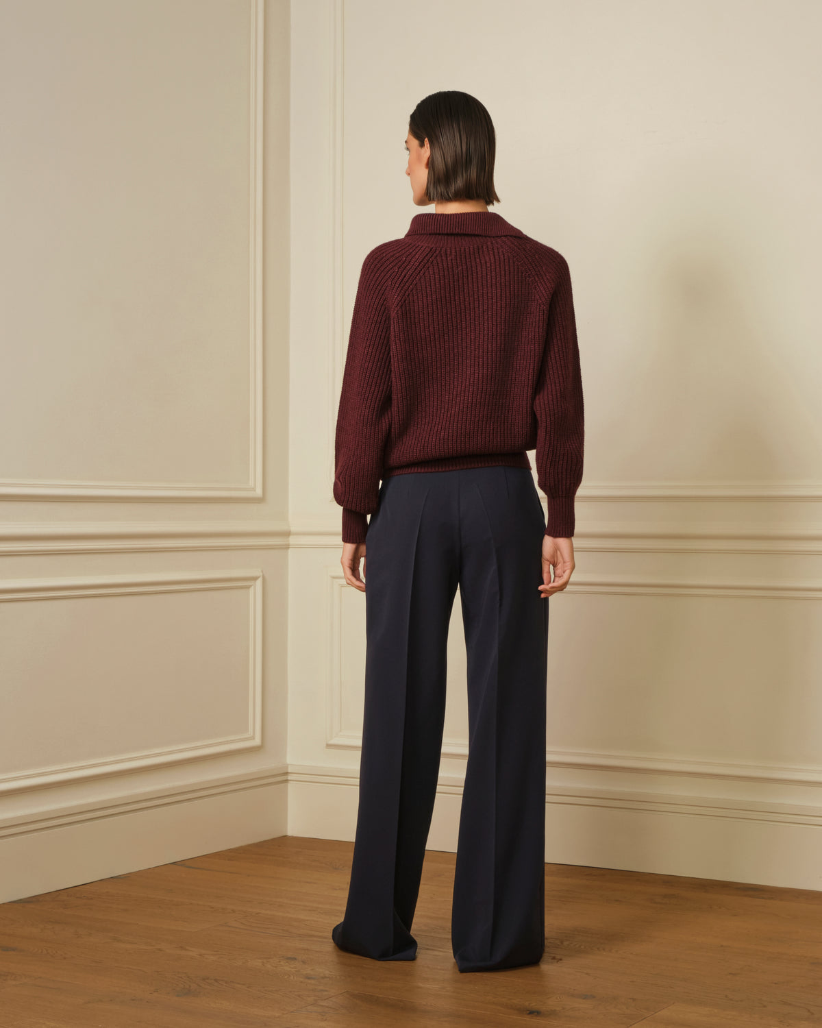 SUÉTER CUELLO POLO BOTÓN BURDEOS