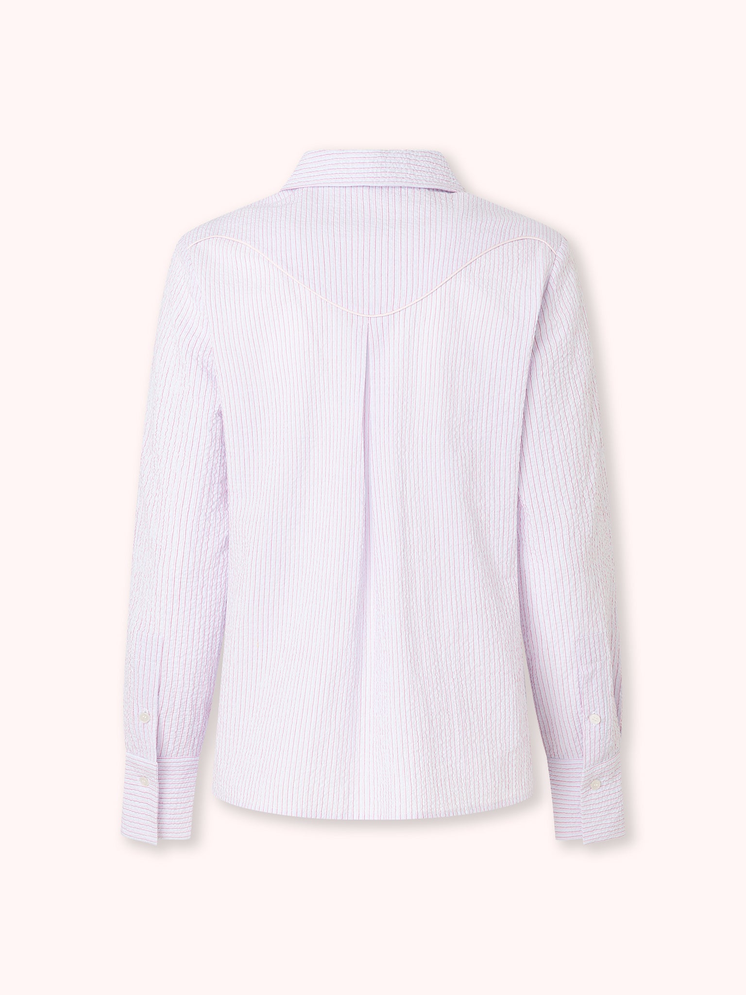 CAMISA CON DETALLE DE VIVO Y ESTAMPADO DE RAYAS AZUL