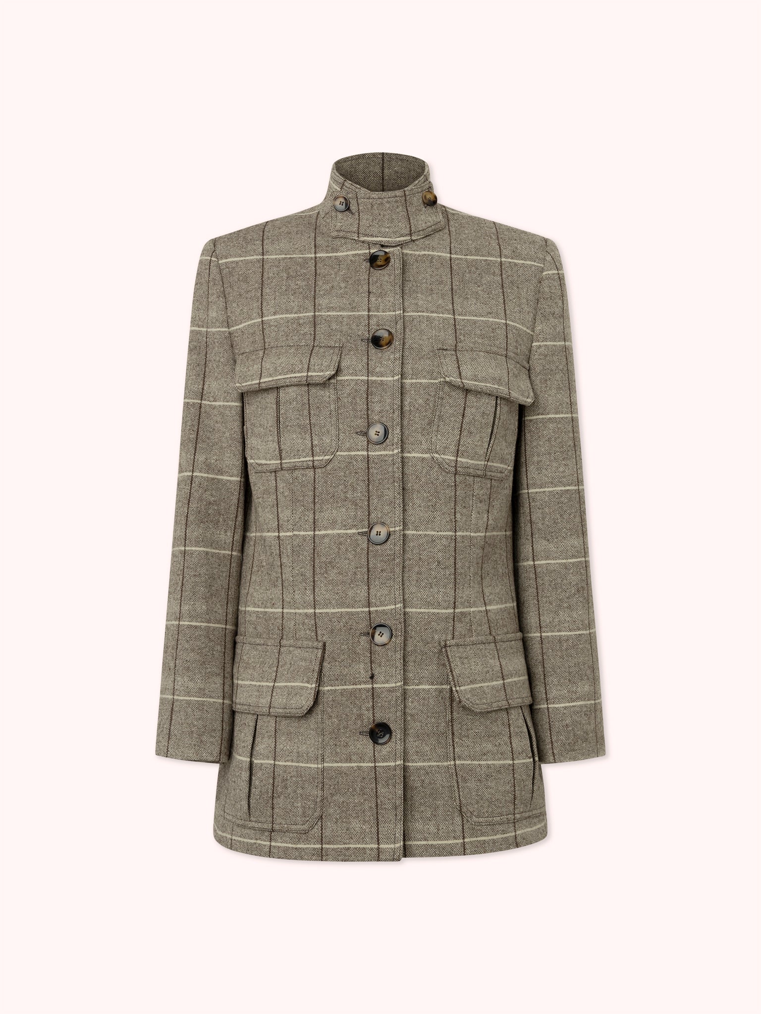 PRE-ORDER BLAZER DE LANA CON CUELLO PERKINS DE CUADROS