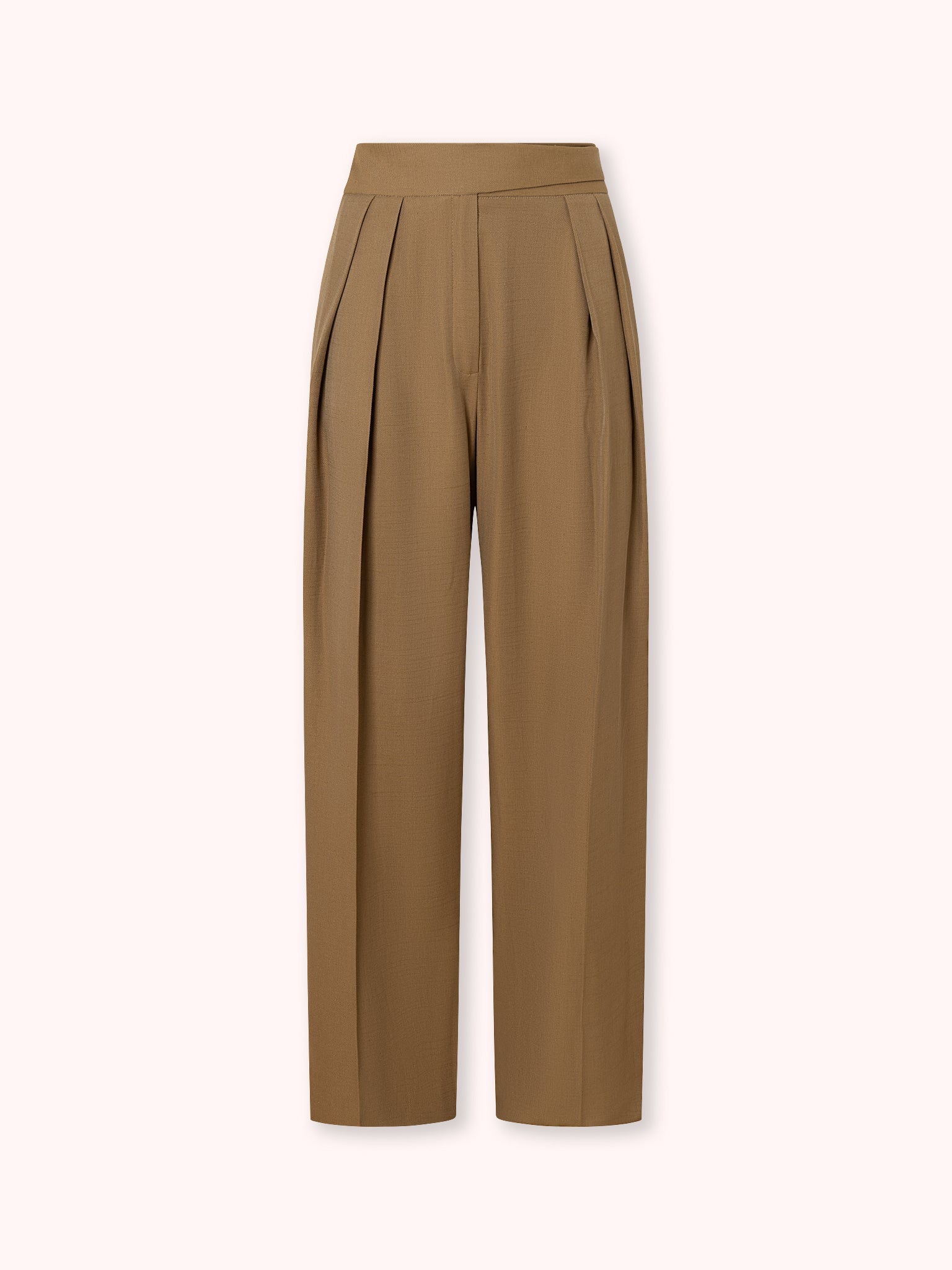 PANTALÓN DE TIRO ALTO CON CINTURILLA CRUZADA CAMEL