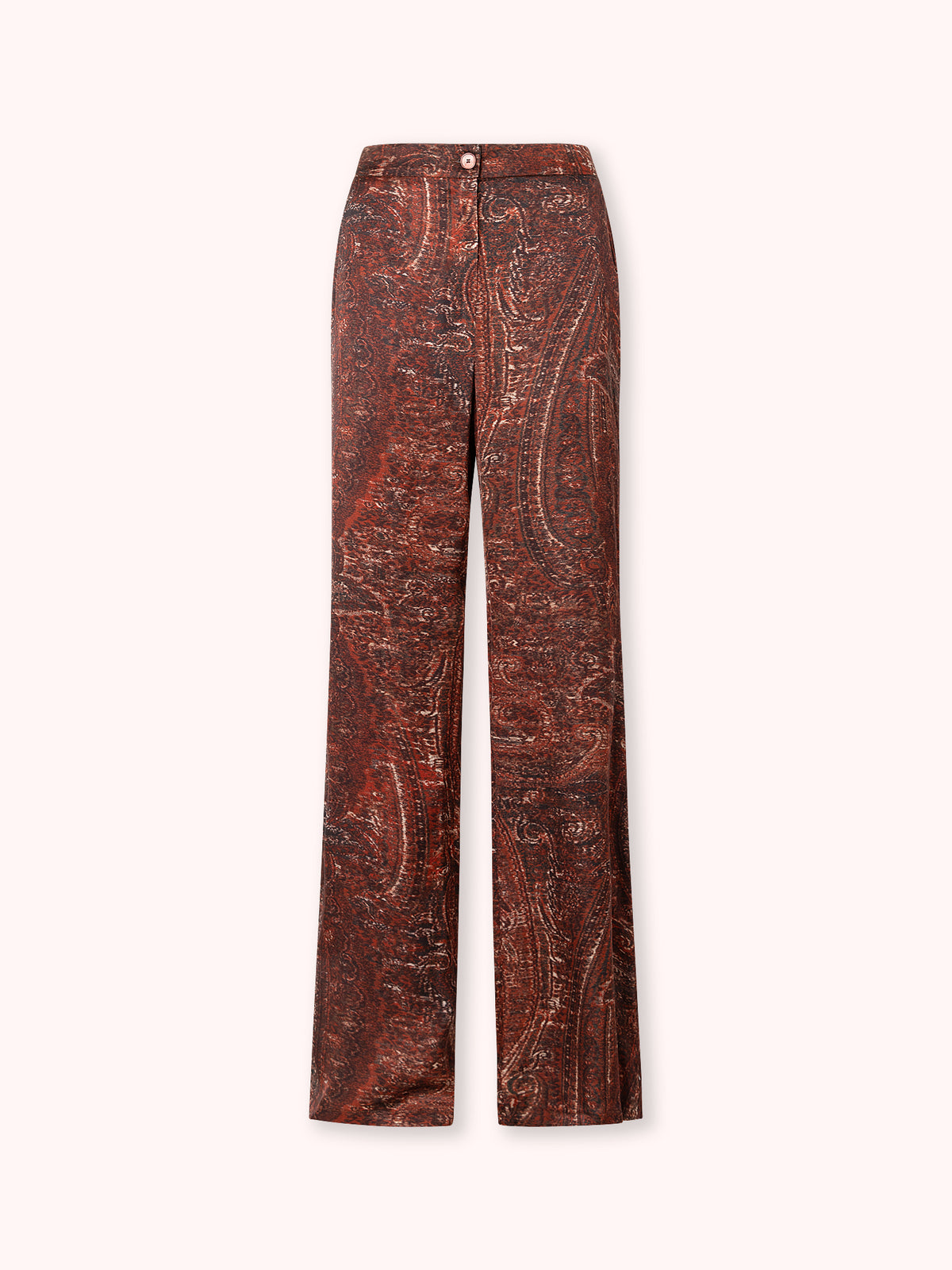 PANTALÓN SATINADO ESTAMPADO BURDEOS