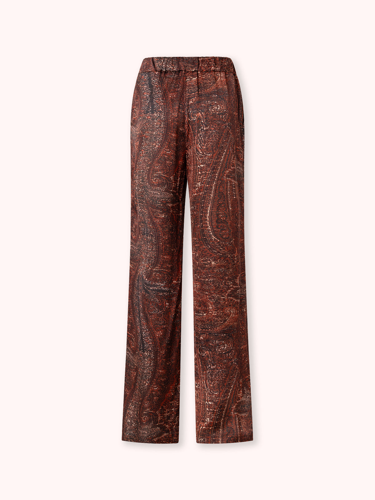 PANTALÓN SATINADO ESTAMPADO BURDEOS