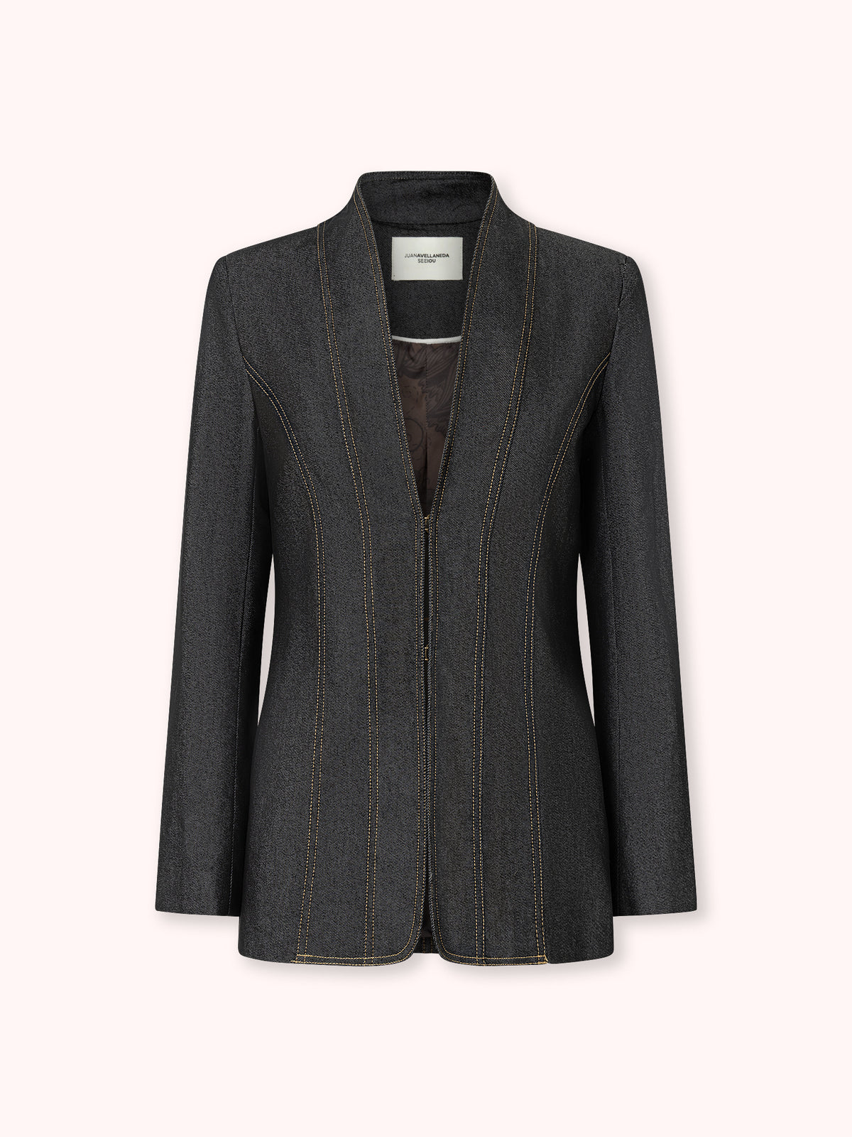 CHAQUETA DENIM CON COSTURAS VISTAS EN NEGRO