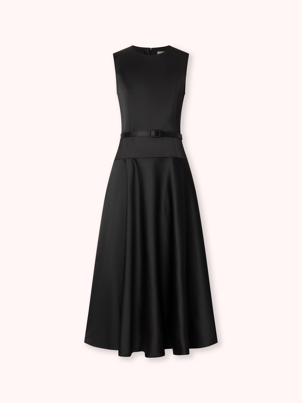 VESTIDO SATEN CINTURÓN NEGRO