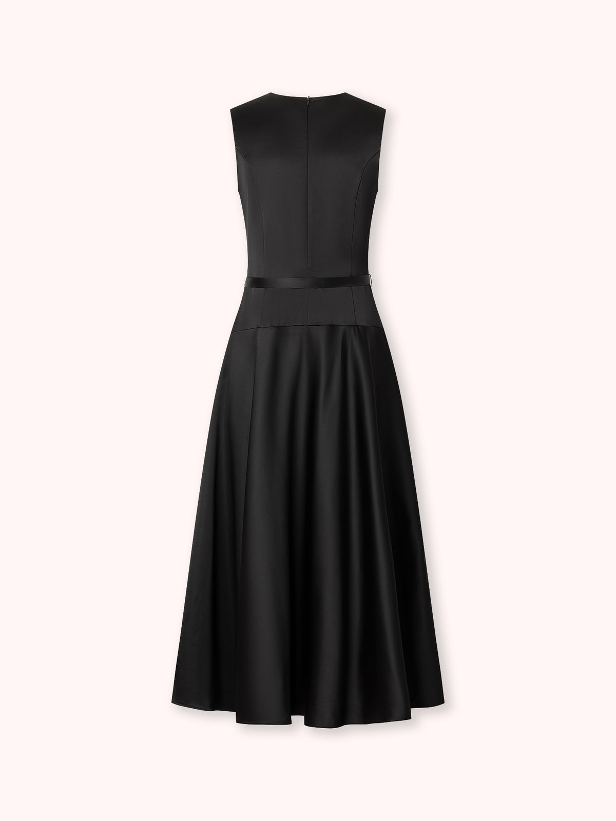 VESTIDO SATEN CINTURÓN NEGRO