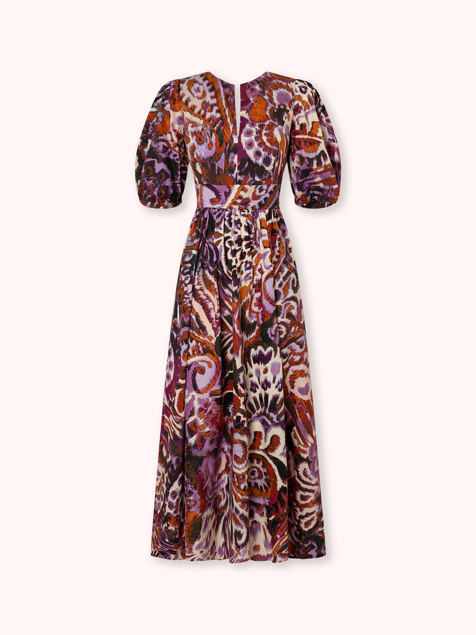 VESTIDO MIDI ESTAMPADO CON MANGA GLOBO