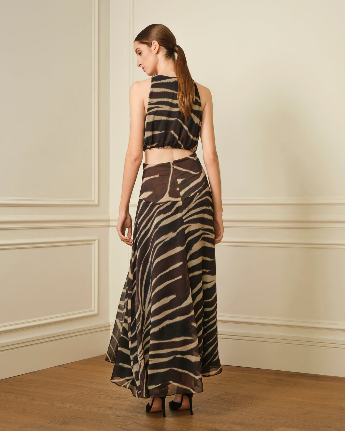 VESTIDO MIDI DE GASA CON ESTAMPADO