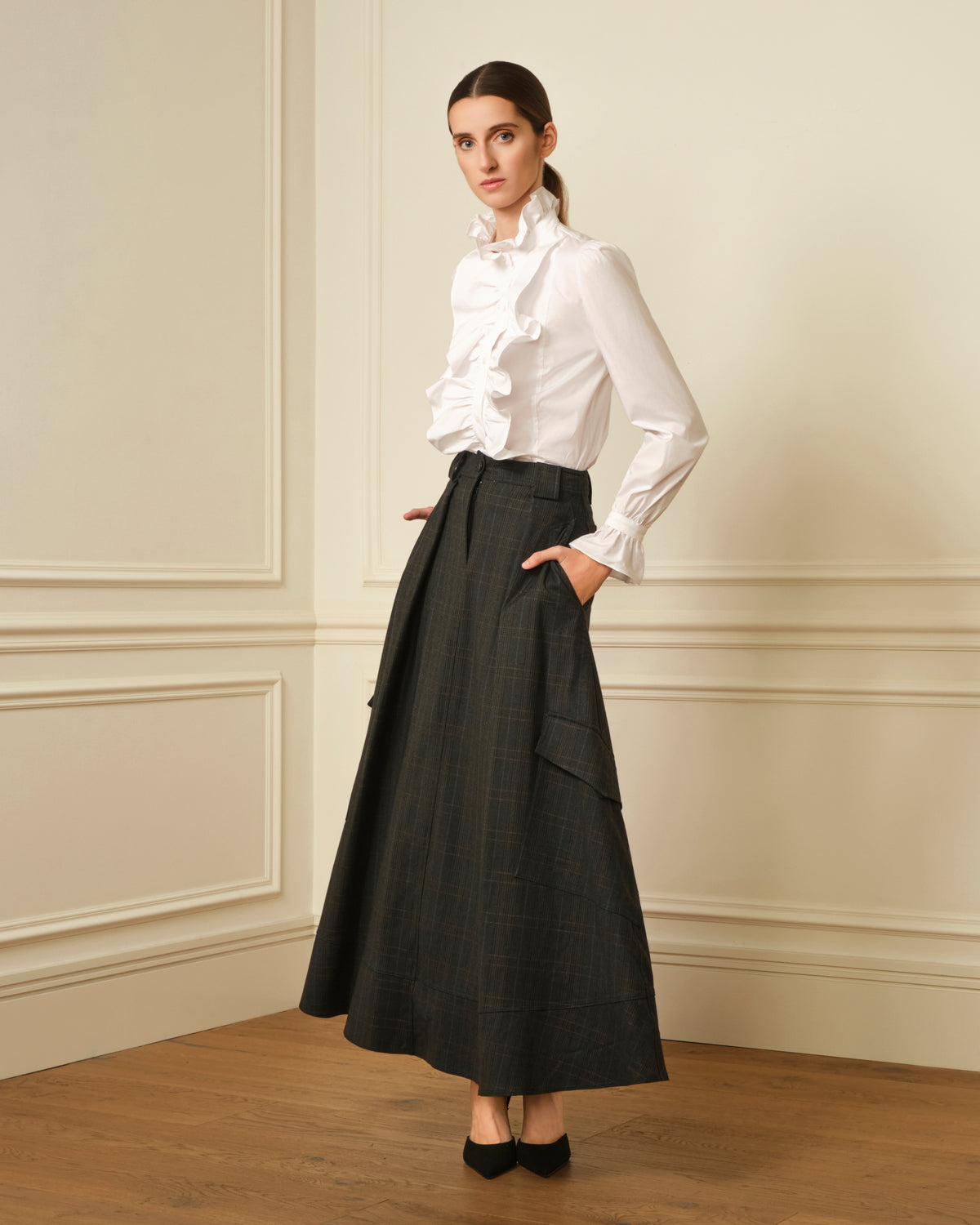 FALDA MIDI CARGO VERDE