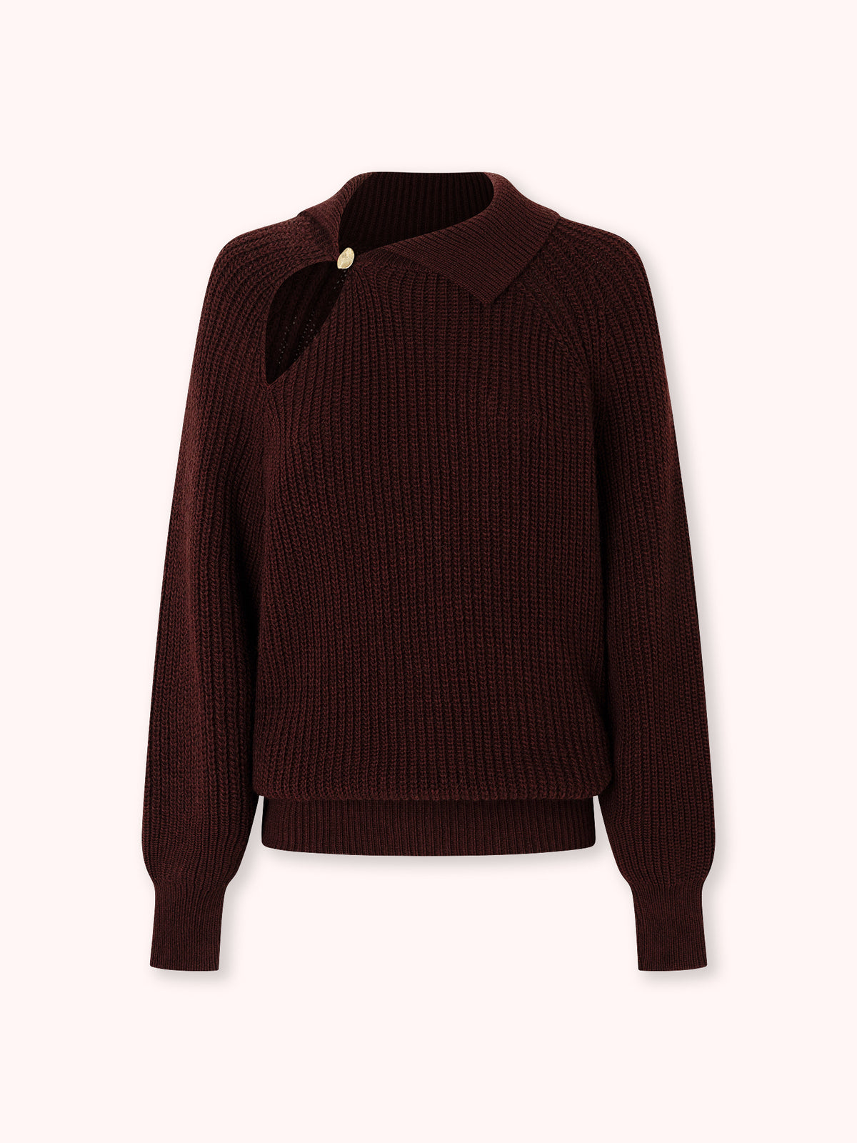 SUÉTER CUELLO POLO BOTÓN BURDEOS