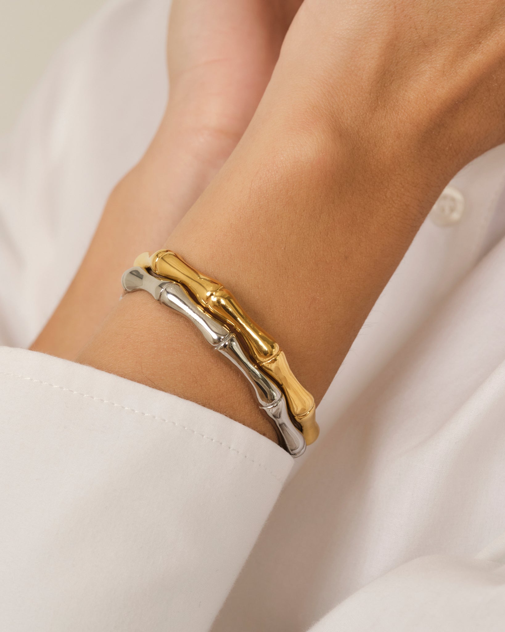 PULSEIRA DE BAMBU EM OURO VINTAGE UNISSEXO
