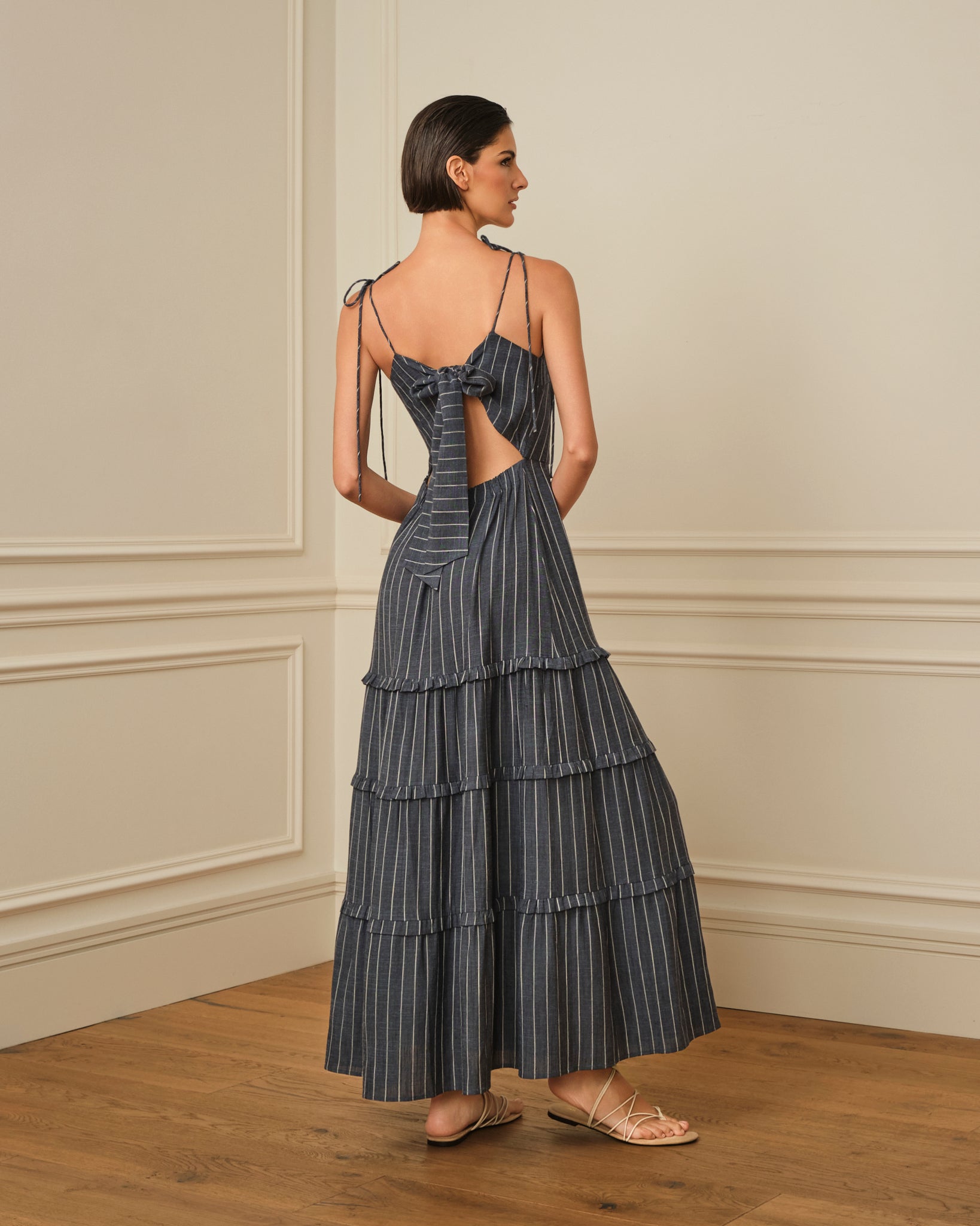 VESTIDO TIRANTES CON ESTAMPADO A RAYAS DENIM