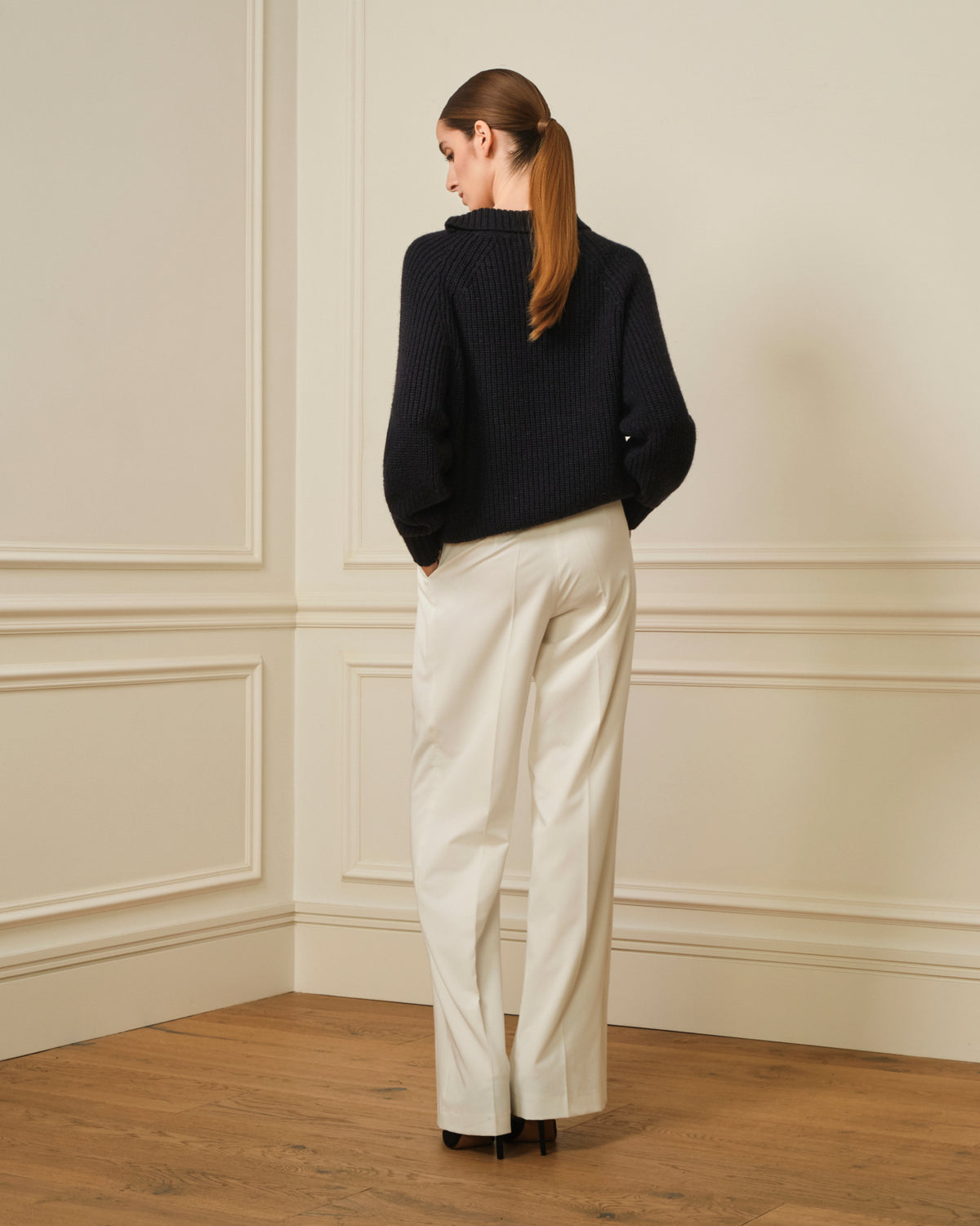 SUÉTER DE CUELLO ALTO BOTONES NAVY