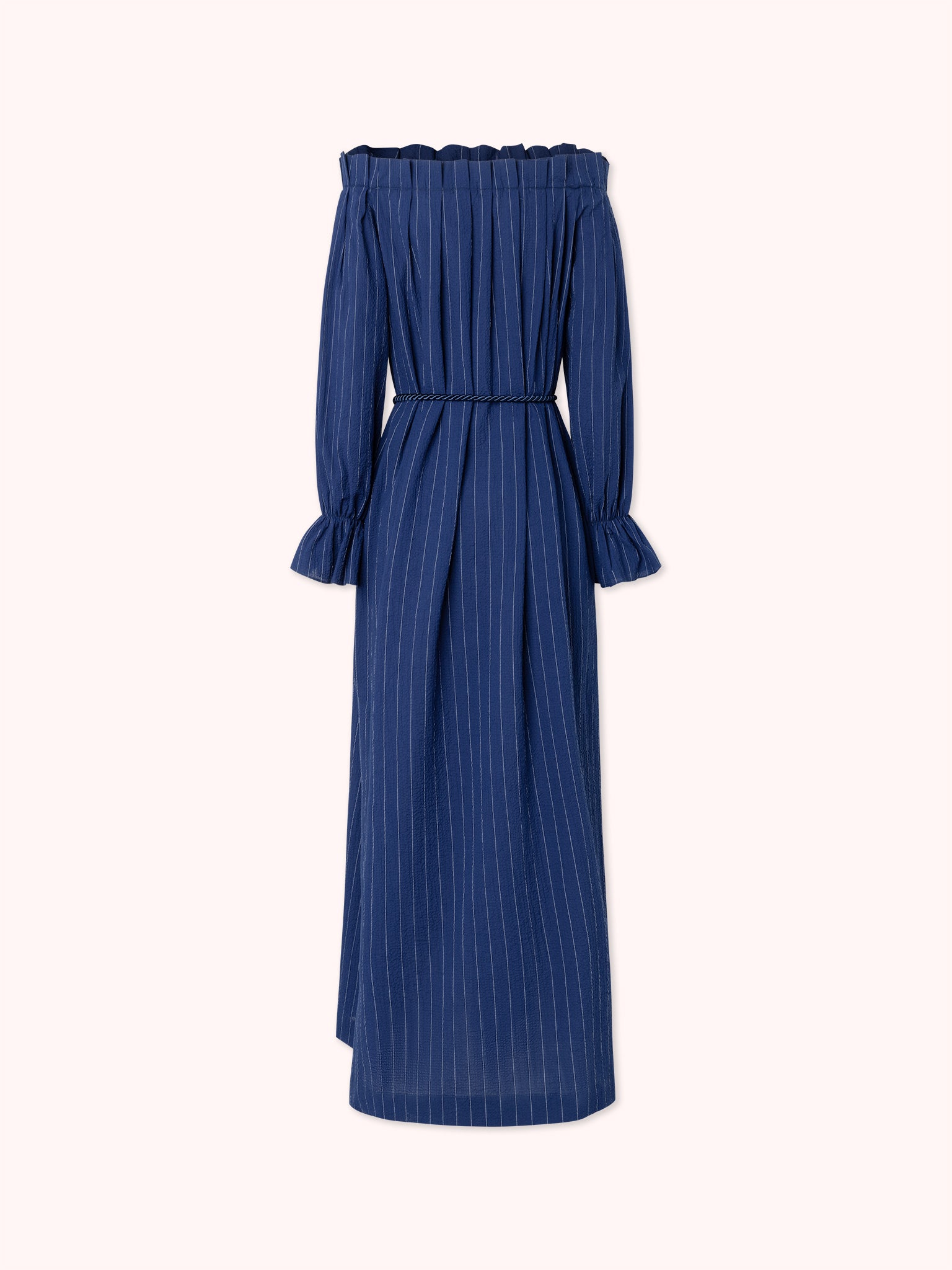 VESTIDO BARDOT ESTAMPADO RAYAS AZUL