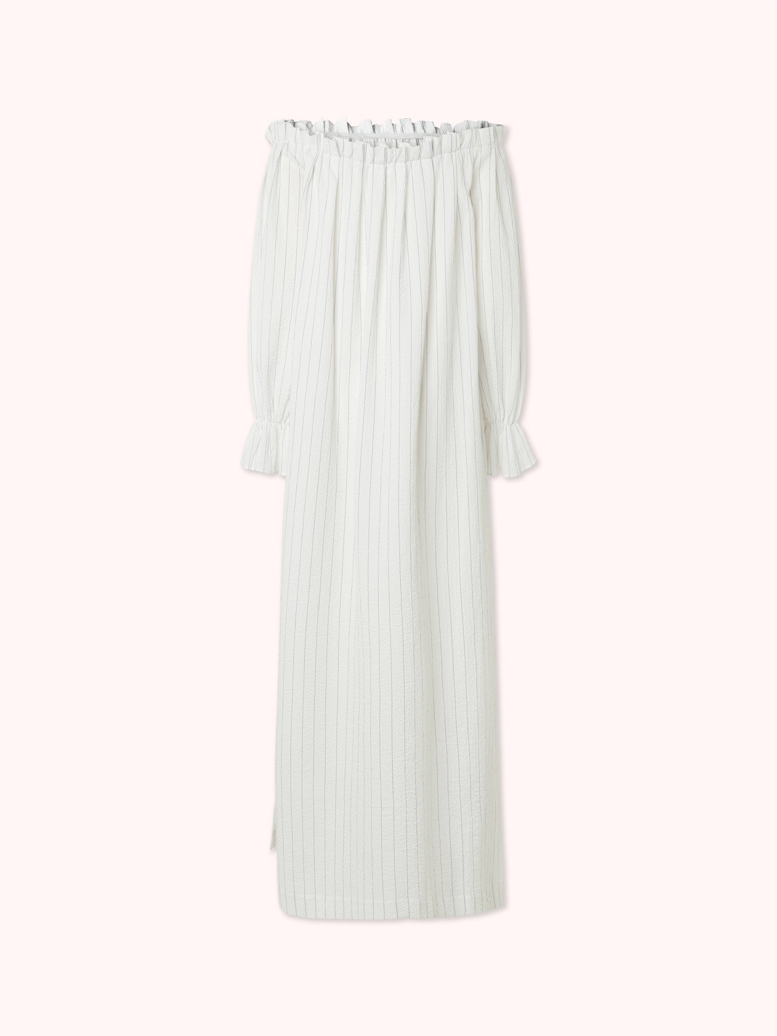 VESTIDO BARDOT ESTAMPADO RAYAS BLANCO