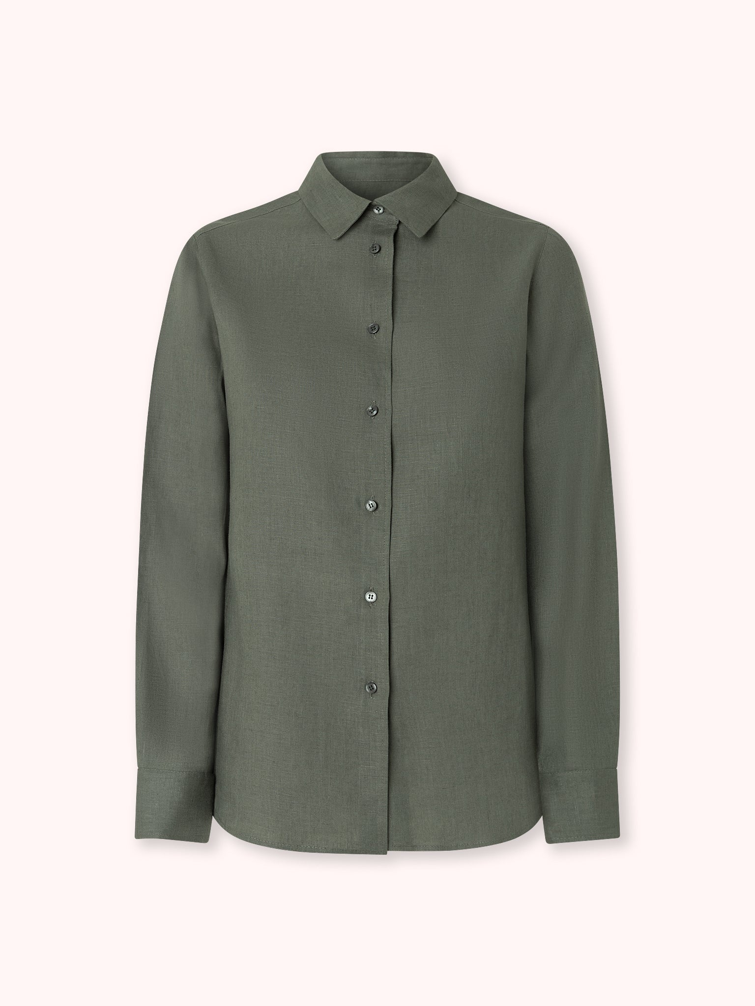 CAMISA MANGA LARGA DE LINO VERDE