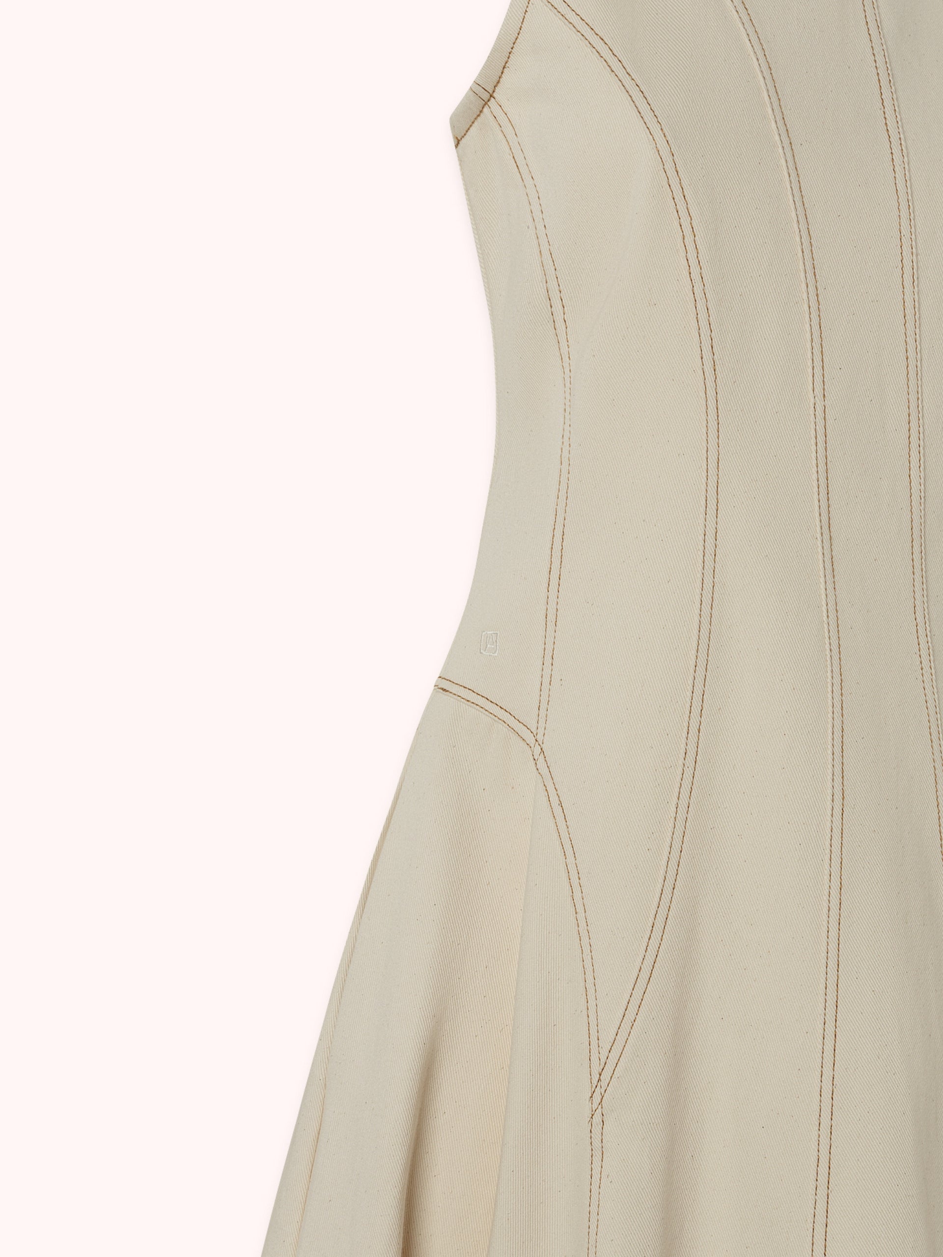 VESTIDO MIDI DENIM CON COSTURAS VISTAS OFF-WHITE