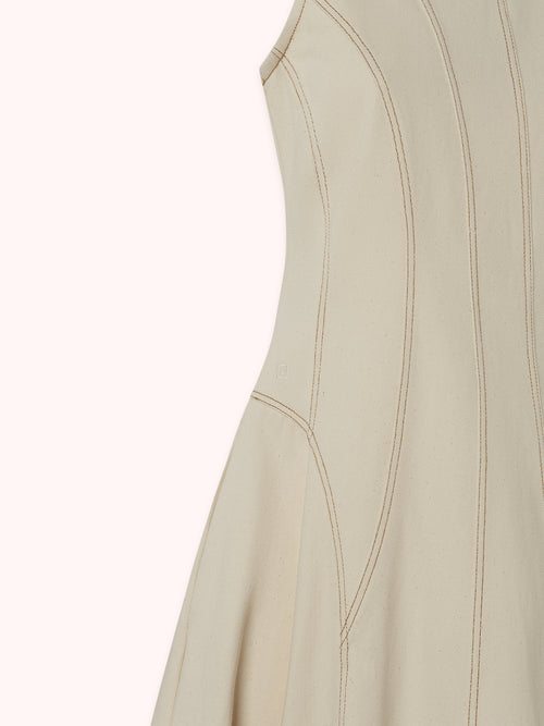 VESTIDO MIDI DENIM CON COSTURAS VISTAS OFF-WHITE