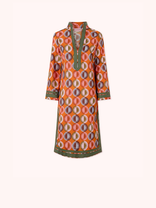 KAFTÁN CORTO ESTAMPADO SOLES NARANJA CLAIRE