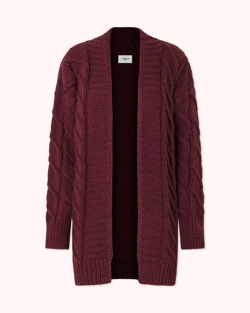 CÁRDIGAN LARGO DE PUNTO BURDEOS
