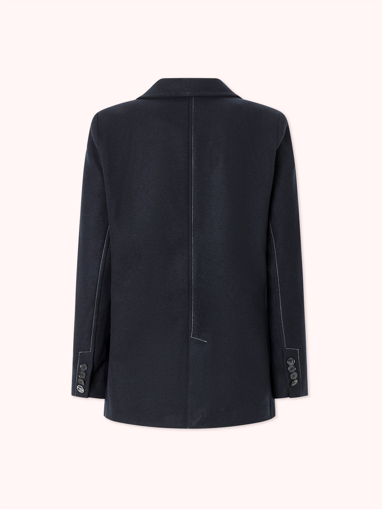 BLAZER CRUZADA CON COSTURAS VISTAS AZUL MARINO