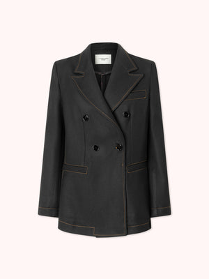 BLAZER CRUZADA CON COSTURAS VISTAS NEGRO