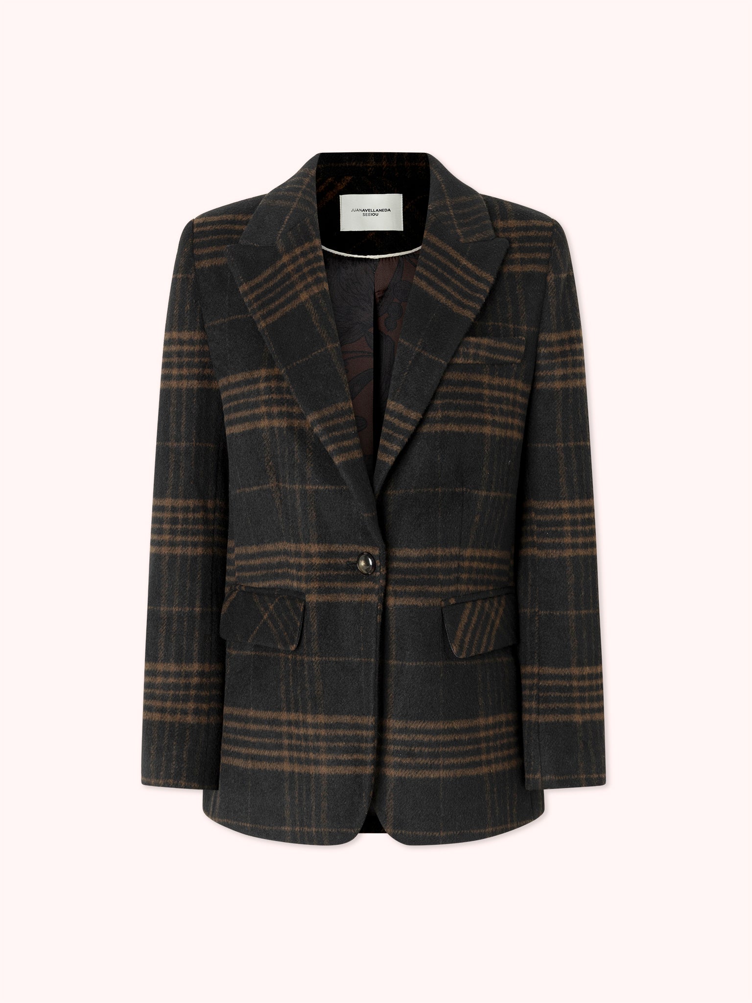 BLAZER DE CUADROS CON BOLSILLOS FRONTALES