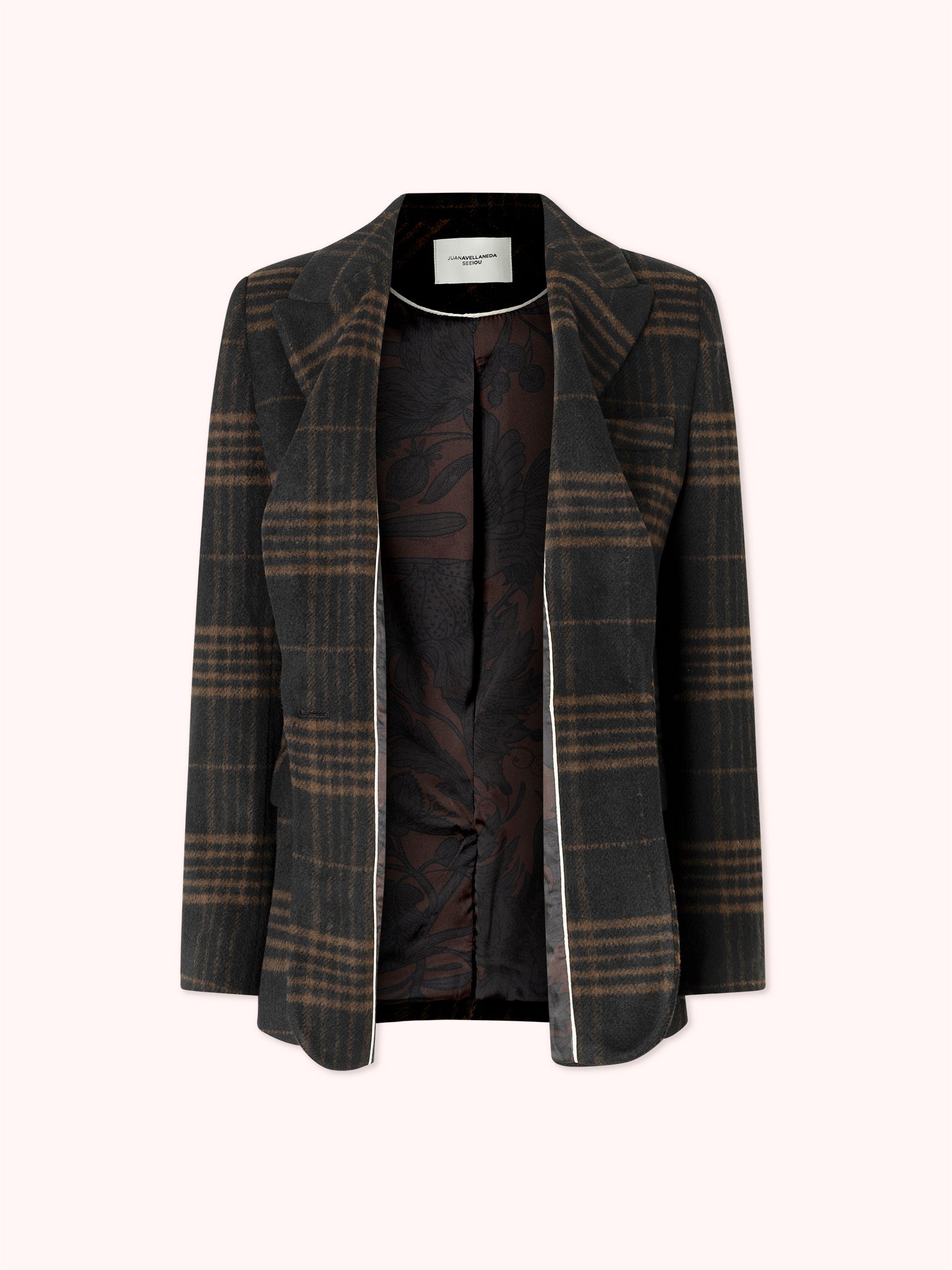 BLAZER DE CUADROS CON BOLSILLOS FRONTALES