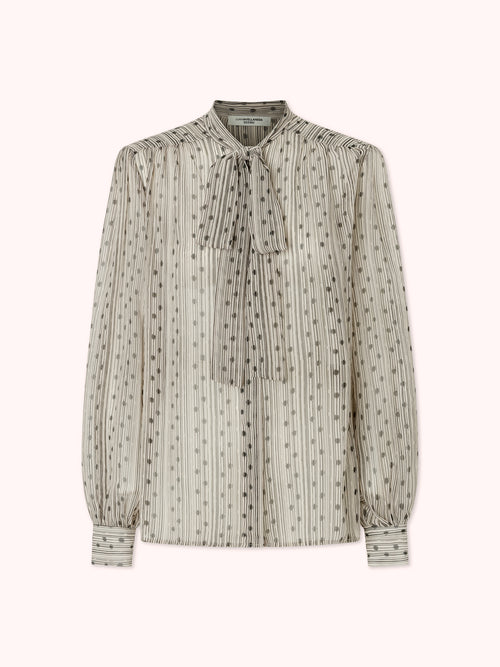 CAMISA LAZADA CON ESTAMPADO BEIGE