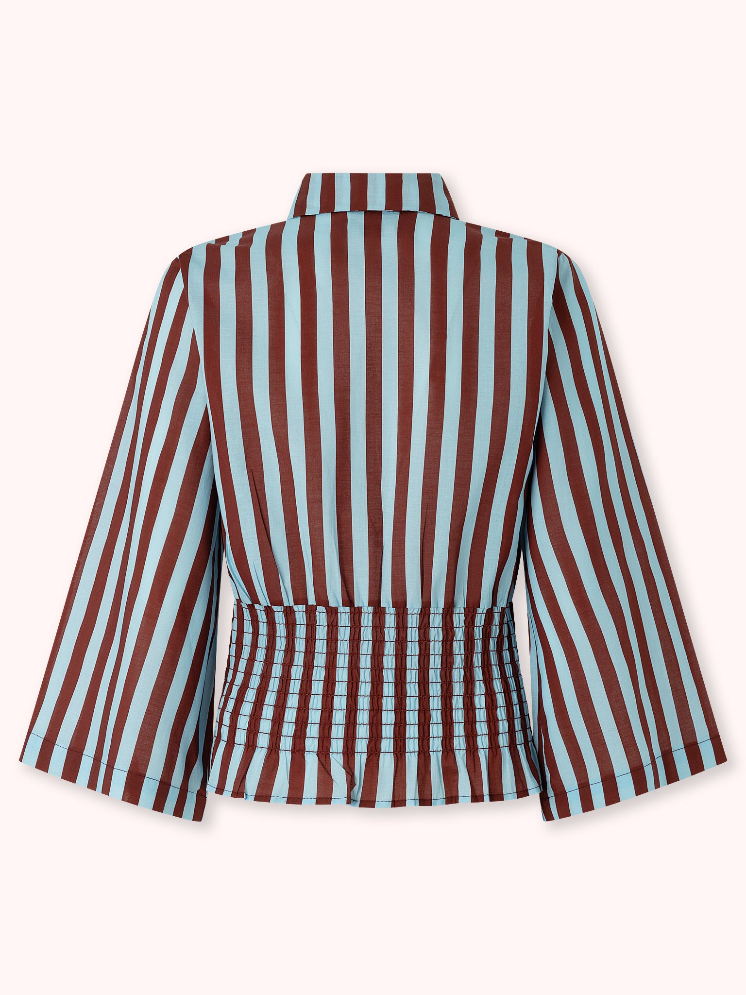 CAMISA NIDO DE ABEJA CON RAYAS MARRÓN