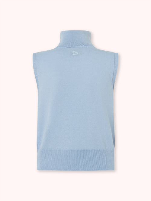 SUÉTER CUELLO CISNE SIN MANGAS AZUL CELESTE