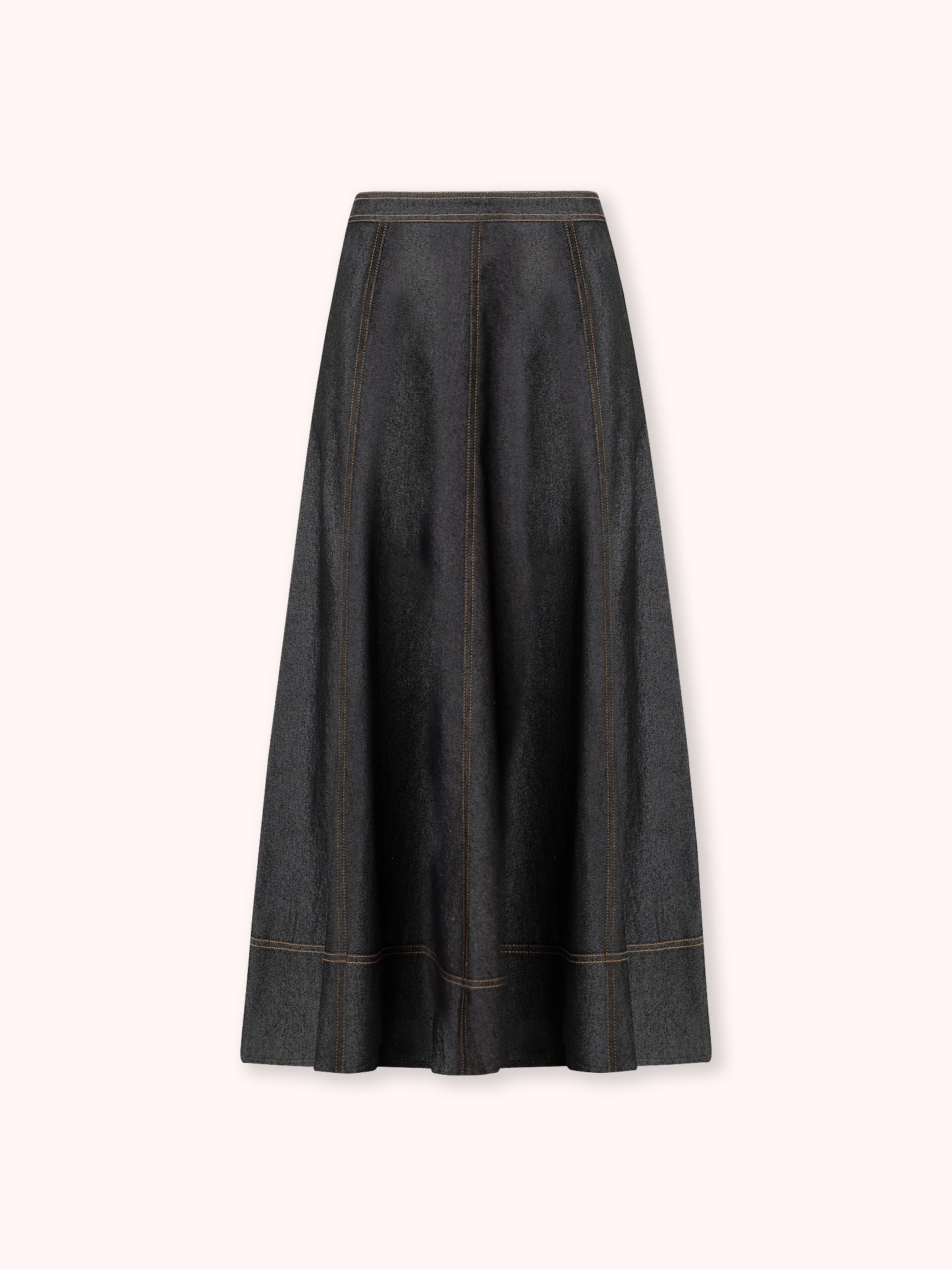 FALDA MIDI DENIM NEGRO