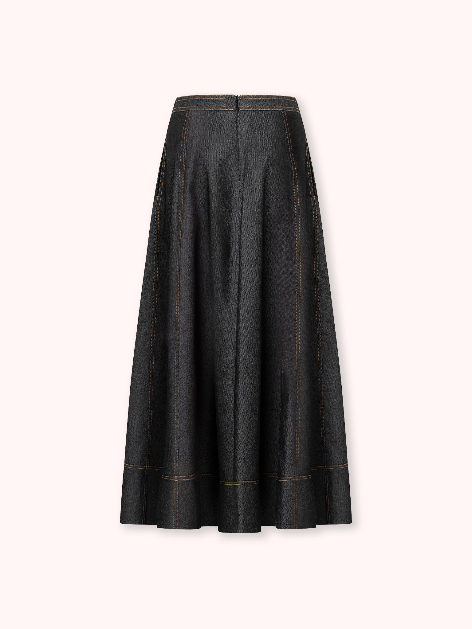 FALDA MIDI DENIM NEGRO