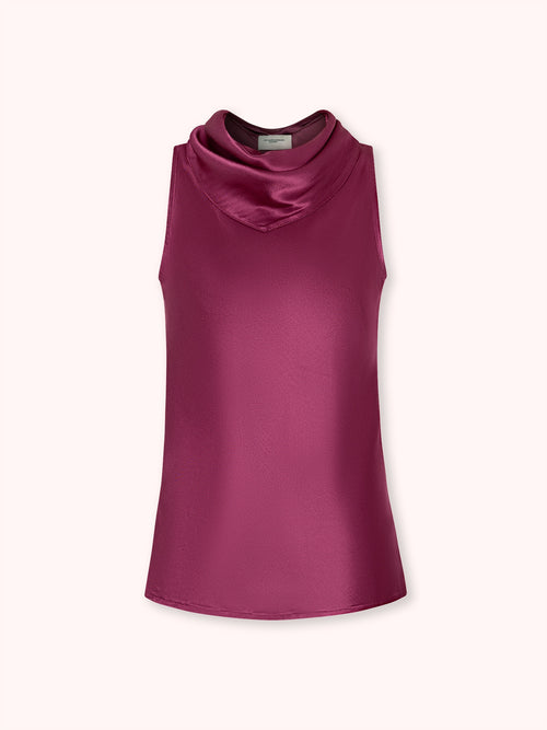 TOP SATINADO CON PAÑUELO MORADO