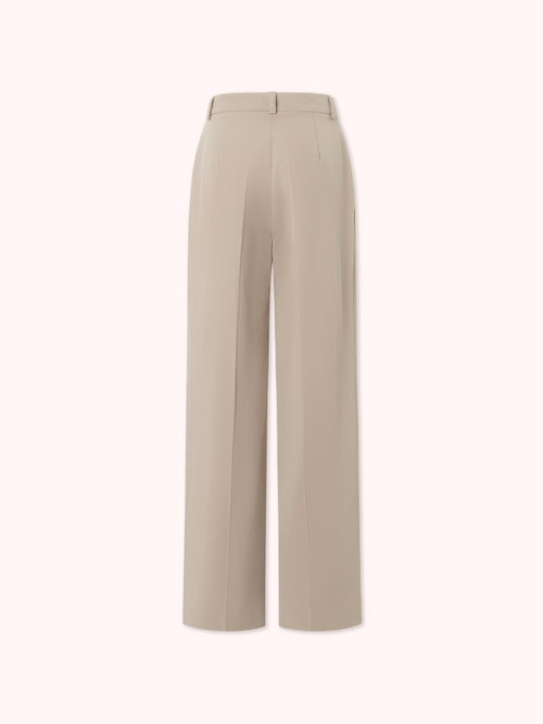 PANTALÓN PALAZZO CON DOBLE PINZA BEIGE