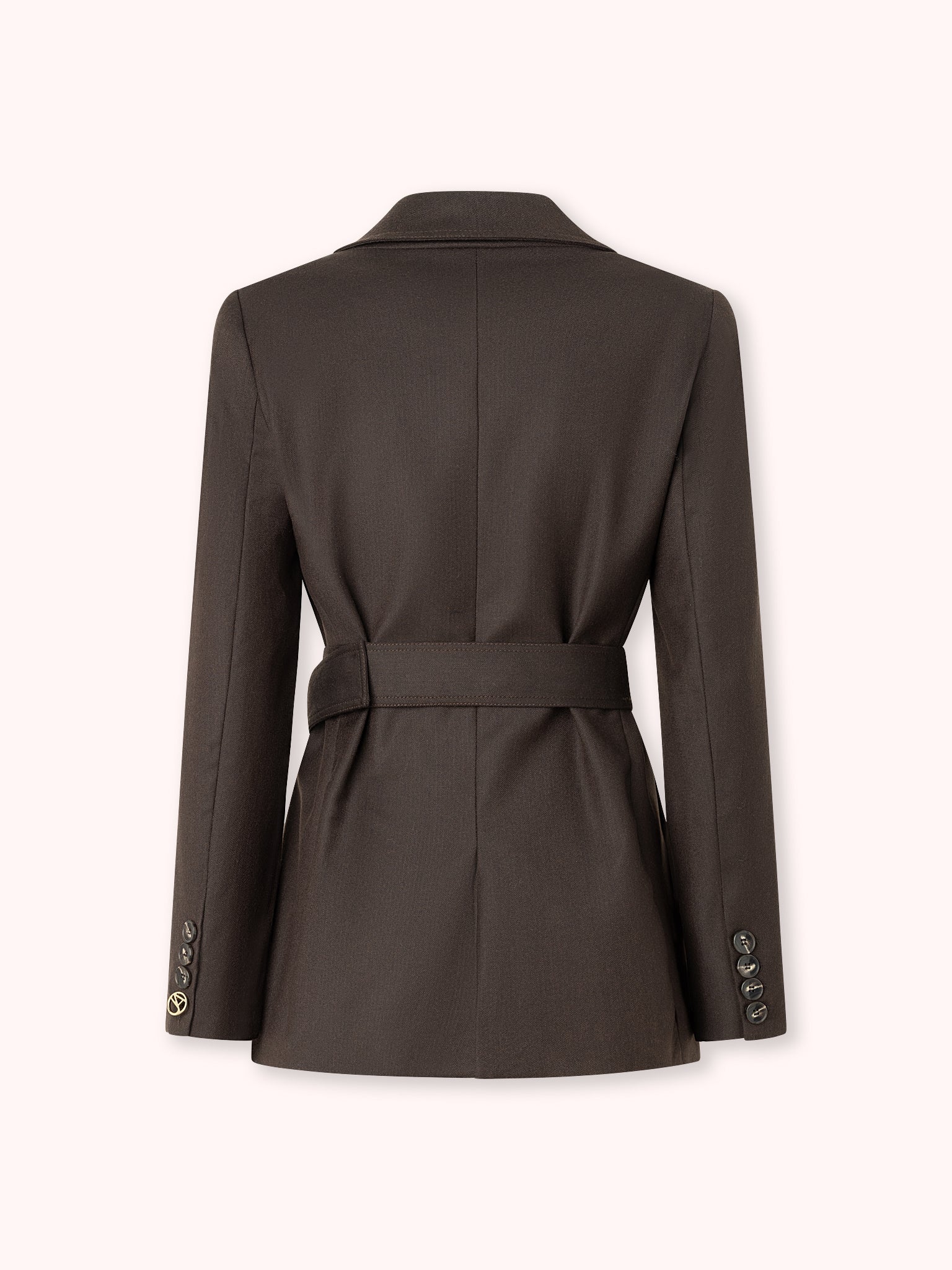 BLAZER DE LANA CON CINTURON Y BOLSILLOS CON TAPA MARRÓN