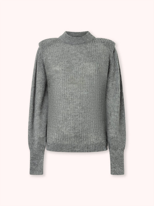 SUÉTER DE PUNTO CON CUELLO REDONDO GRIS