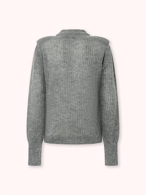 SUÉTER DE PUNTO CON CUELLO REDONDO GRIS