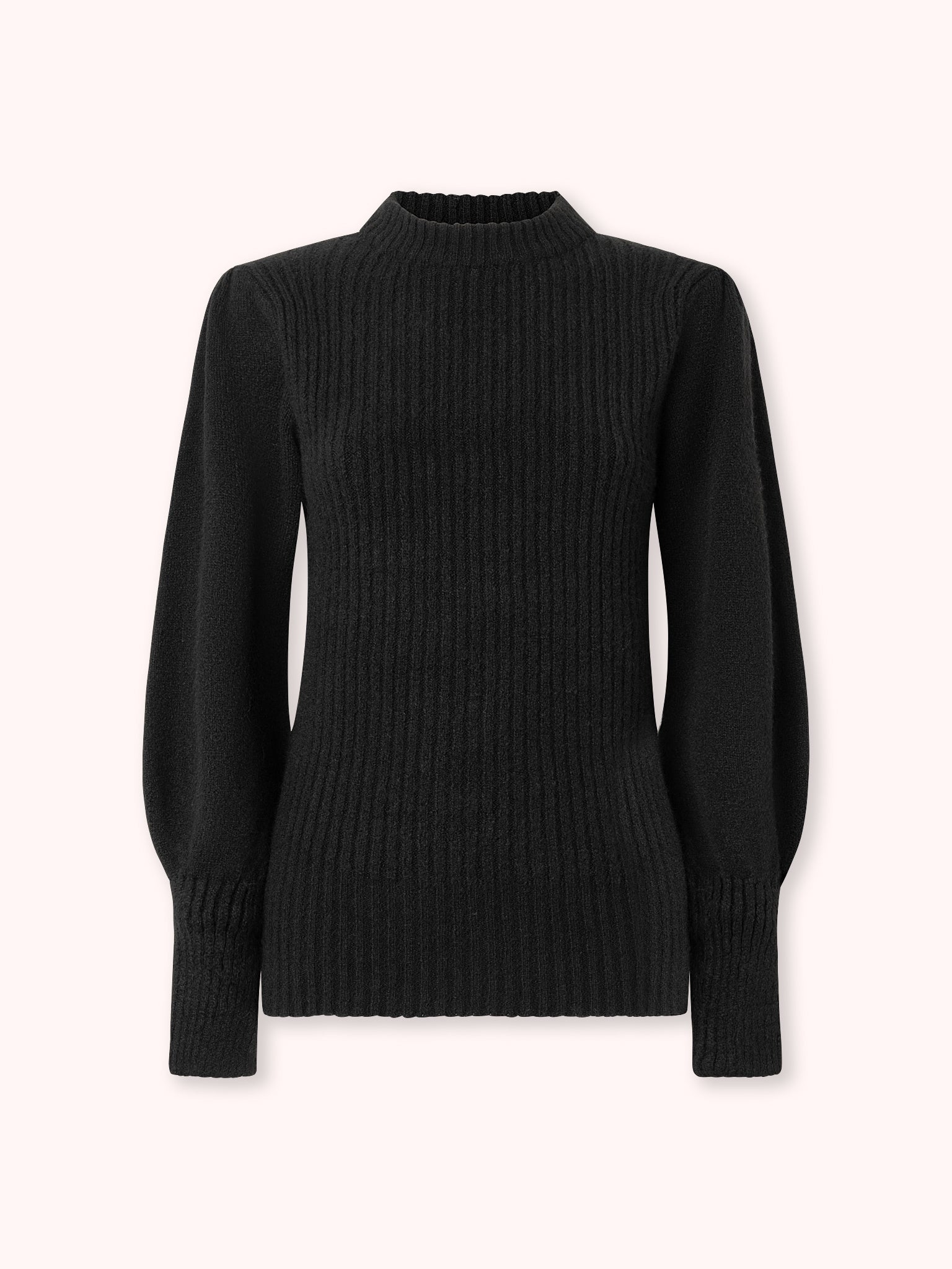 SUÉTER DE PUNTO CON MANGA ABULLONADA FRUNCIDA NEGRO
