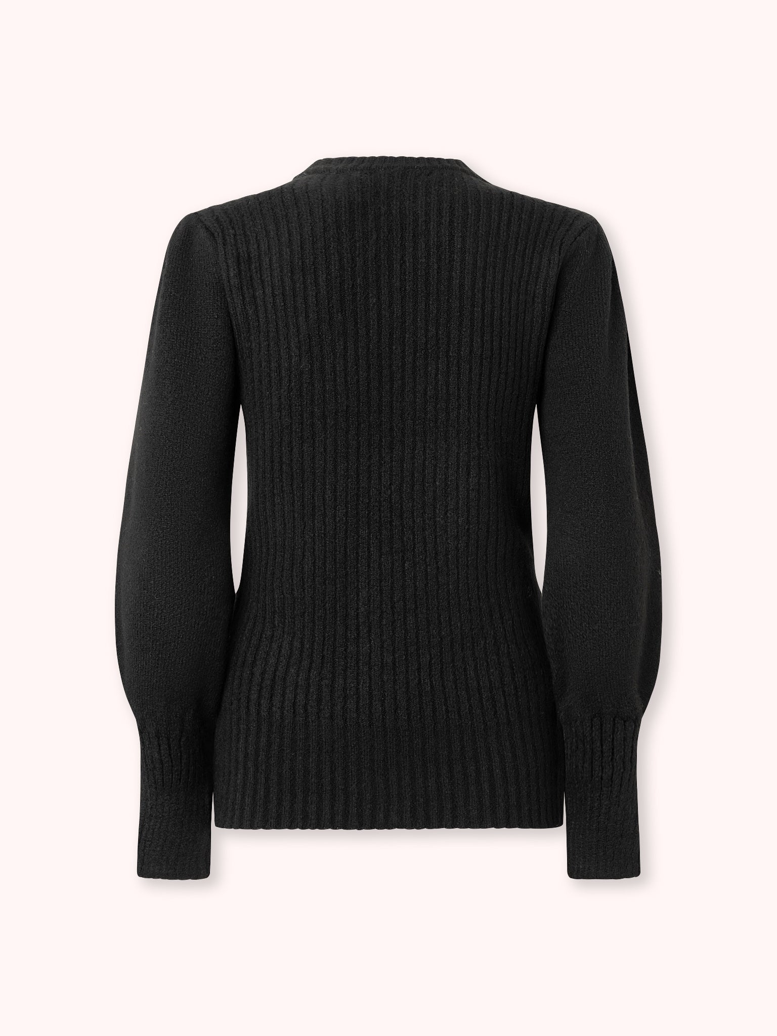 SUETÉR DE PUNTO CON MANGA ABULLONADA FRUNCIDA NEGRO